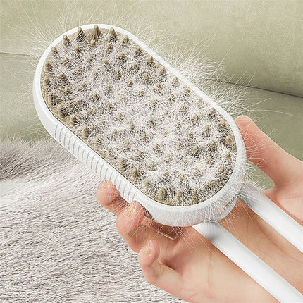 3-in-1 Electric Steam Pet Grooming Brush with Spray & Massage – USB Rechargeable Hair Removal Comb for Dogs