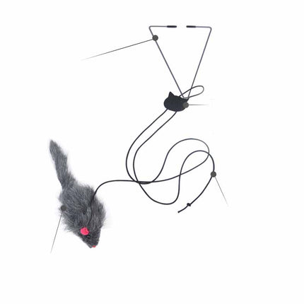 Pet Telescopic Hanging Door Mouse Cat Toy | Elastic Hanging Interactive Cat Teaser
