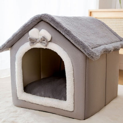 Foldable Dog House Pet Bed – Winter Villa Kennel with Removable Nest, Warm Enclosed Cave for Dogs & Cats