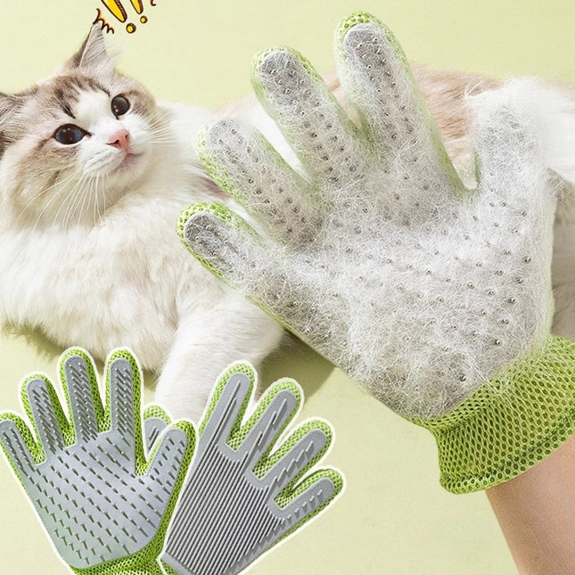Double-Sided Silicone Cat Petting & Bath Grooming Gloves – Hair Removal Massage Glove (Left & Right Hand)
